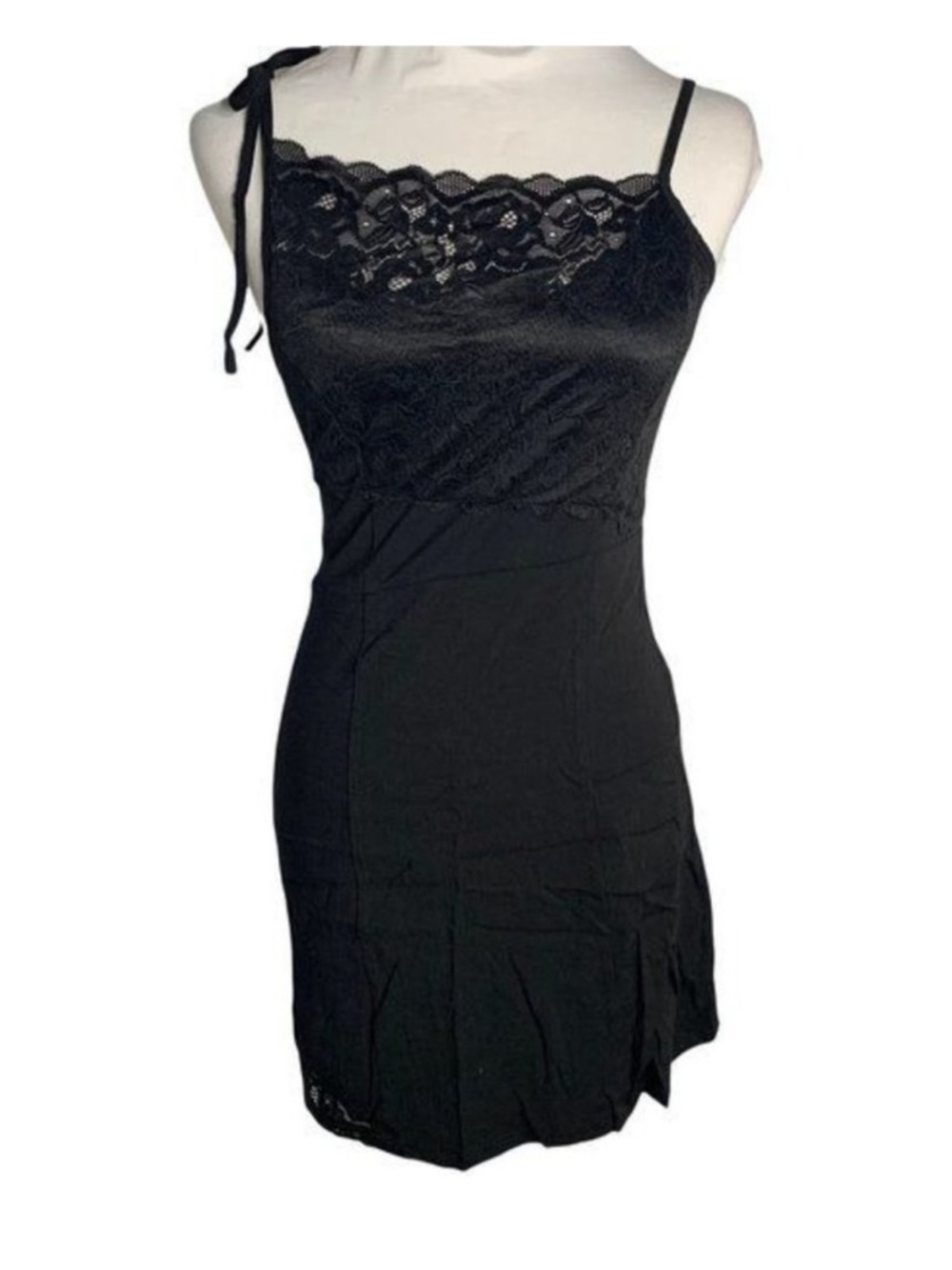Intimately Free People Black Lace-Trim Slip Dress